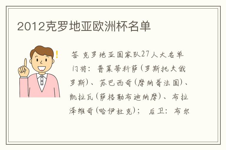 2012克罗地亚欧洲杯名单