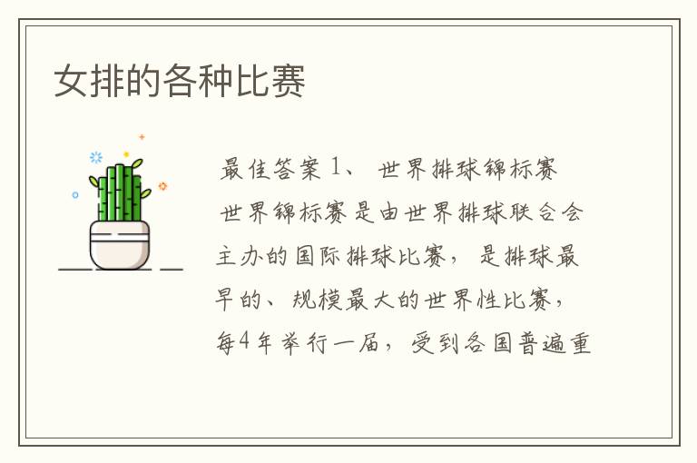 女排的各种比赛