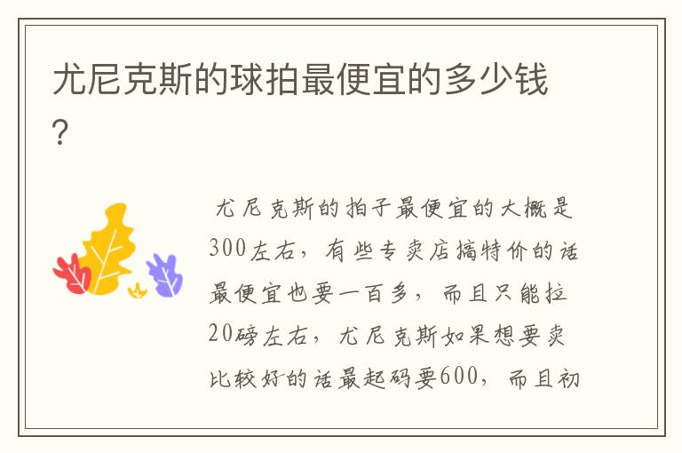 尤尼克斯的球拍最便宜的多少钱?