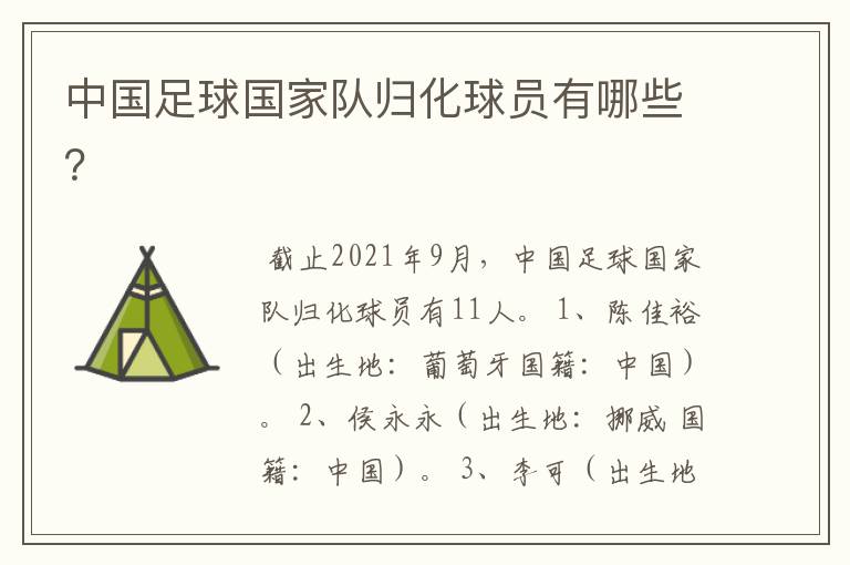中国足球国家队归化球员有哪些?