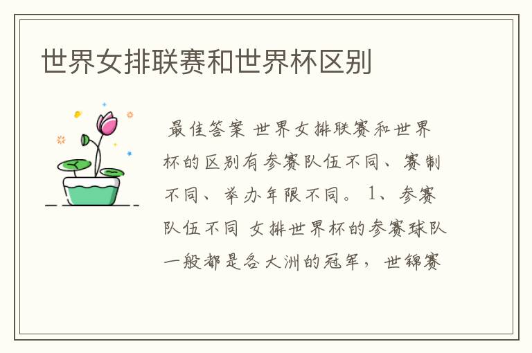 世界女排联赛和世界杯区别