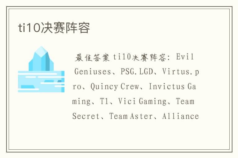 ti10决赛阵容