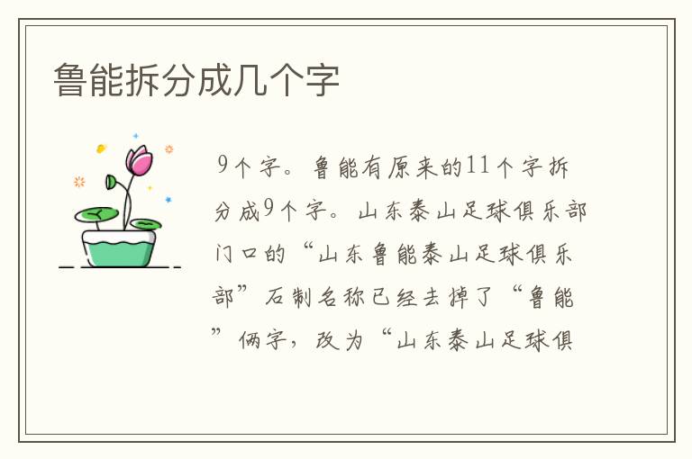 鲁能拆分成几个字