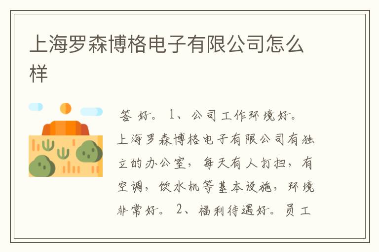 上海罗森博格电子有限公司怎么样