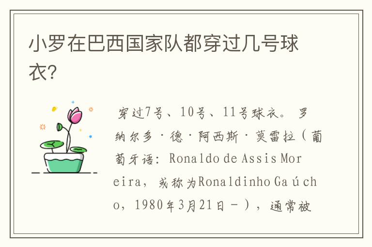小罗在巴西国家队都穿过几号球衣?