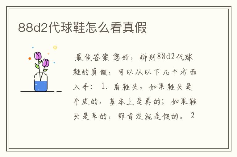 88d2代球鞋怎么看真假