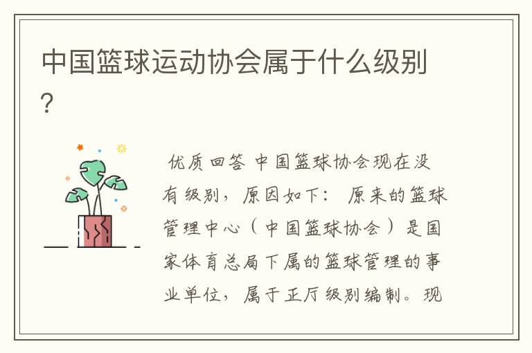 中国篮球运动协会属于什么级别？