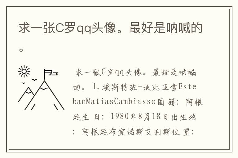 求一张C罗qq头像。最好是呐喊的。