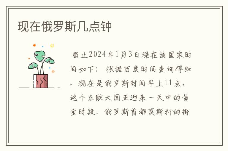 现在俄罗斯几点钟