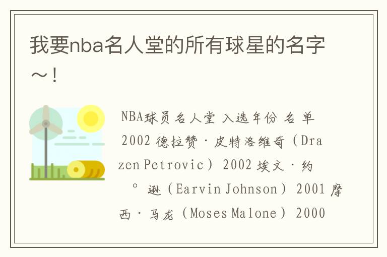 我要nba名人堂的所有球星的名字~!