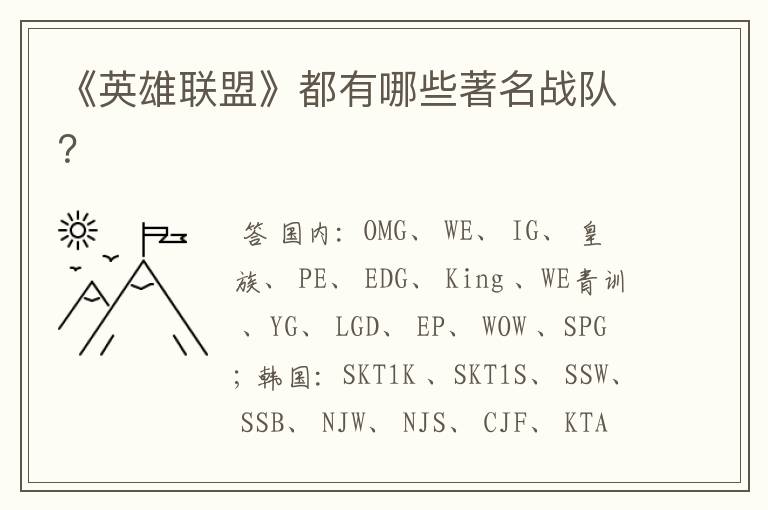 《英雄联盟》都有哪些著名战队?