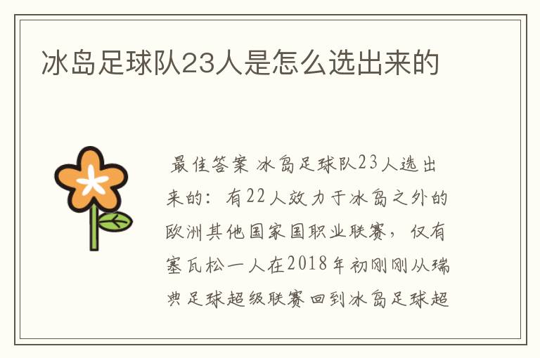 冰岛足球队23人是怎么选出来的
