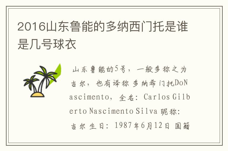 2016山东鲁能的多纳西门托是谁是几号球衣