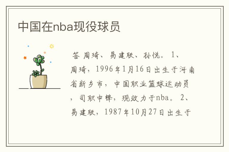 中国在nba现役球员