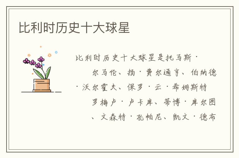比利时历史十大球星