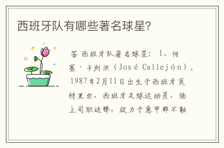 西班牙队有哪些著名球星?
