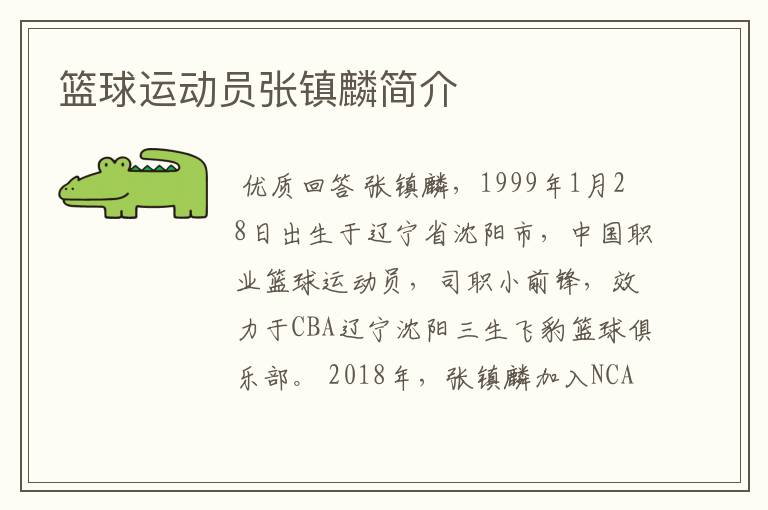 篮球运动员张镇麟简介
