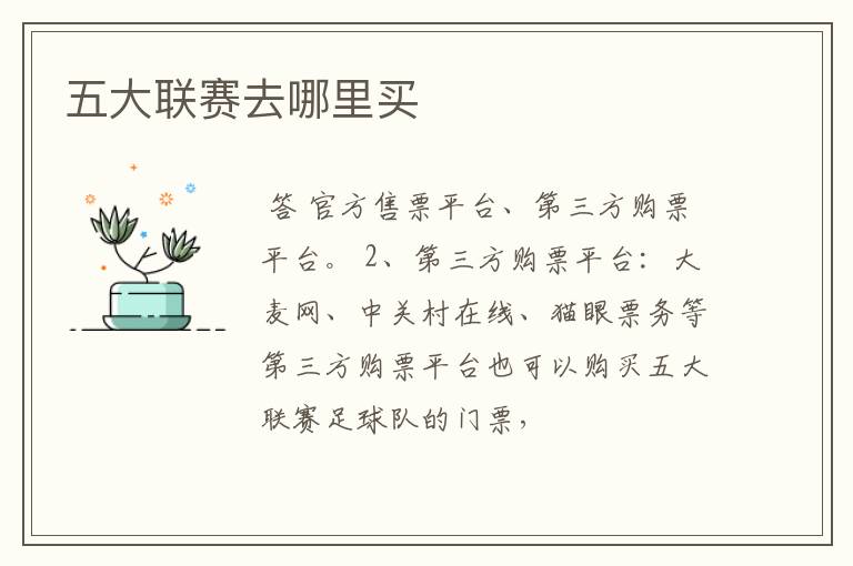 五大联赛去哪里买
