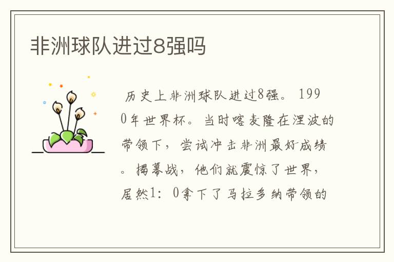 非洲球队进过8强吗