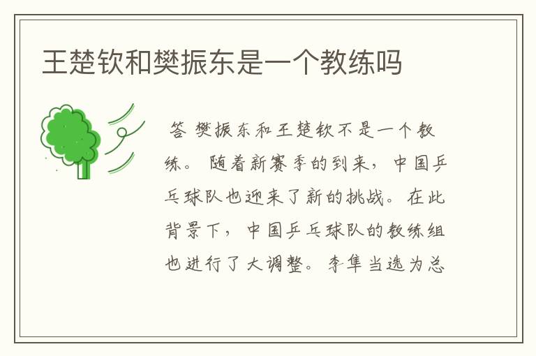 王楚钦和樊振东是一个教练吗