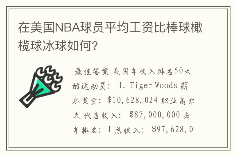 在美国NBA球员平均工资比棒球橄榄球冰球如何?