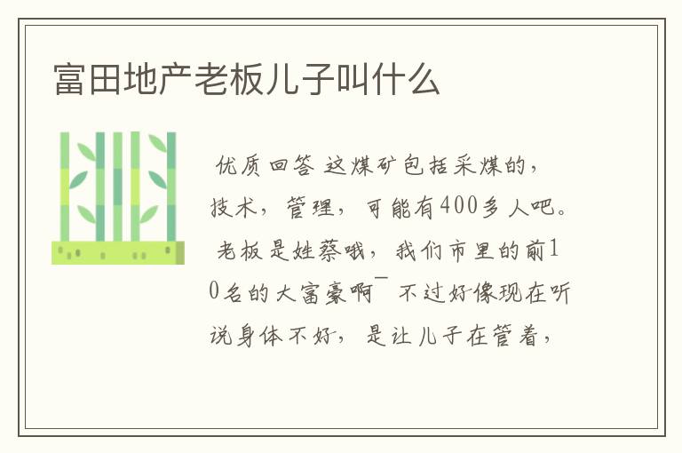 富田地产老板儿子叫什么