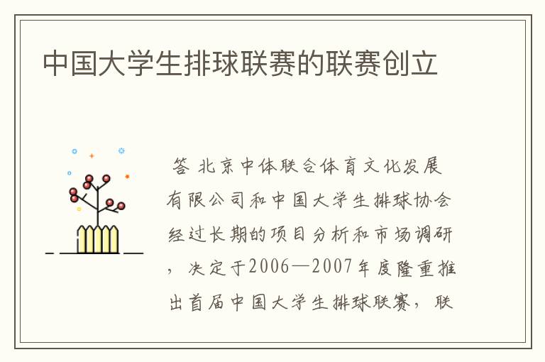 中国大学生排球联赛的联赛创立
