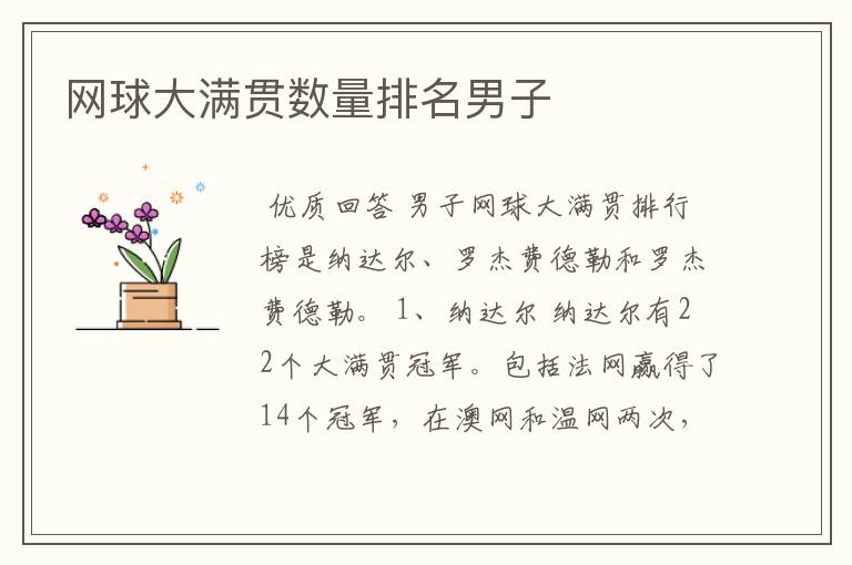 网球大满贯数量排名男子