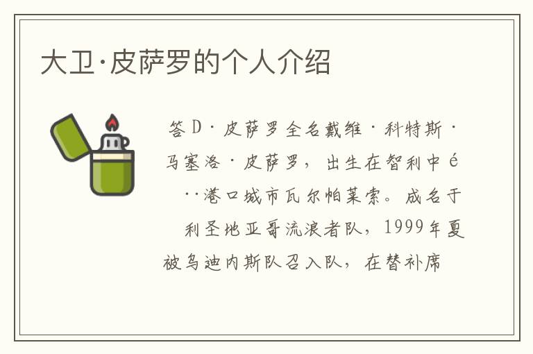 大卫·皮萨罗的个人介绍