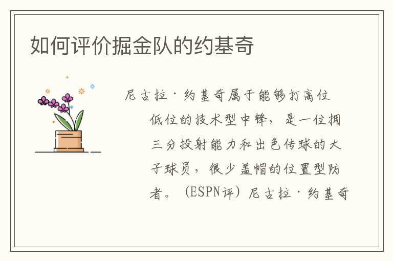 如何评价掘金队的约基奇