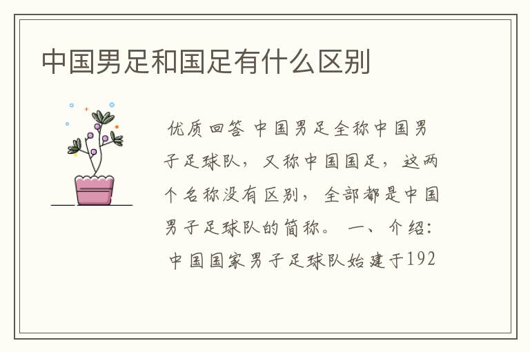 中国男足和国足有什么区别