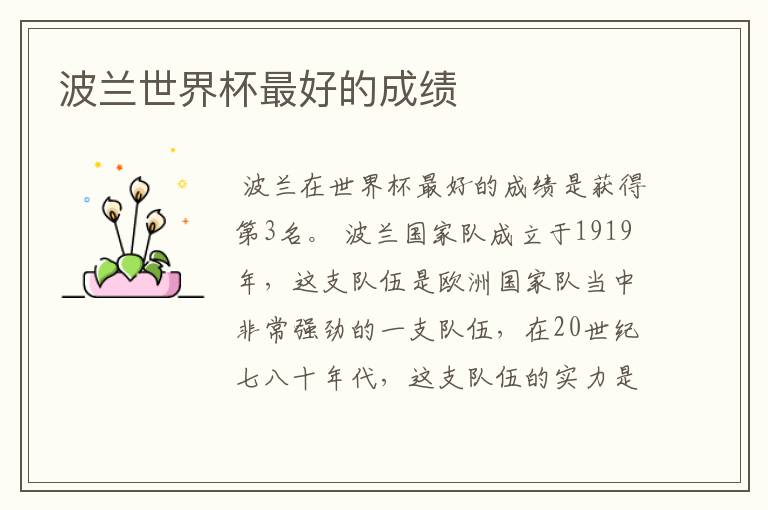 波兰世界杯最好的成绩