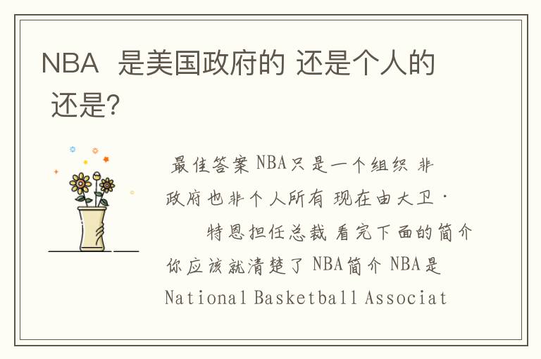 NBA 是美国政府的 还是个人的 还是?