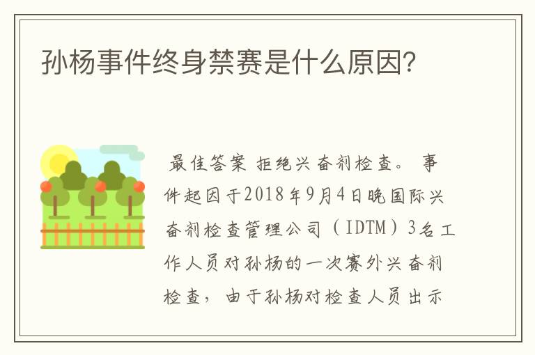 孙杨事件终身禁赛是什么原因?