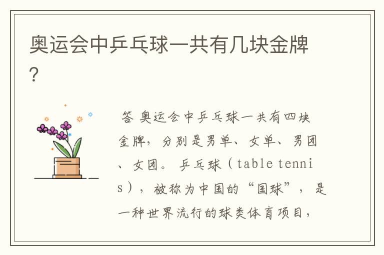 奥运会中乒乓球一共有几块金牌?