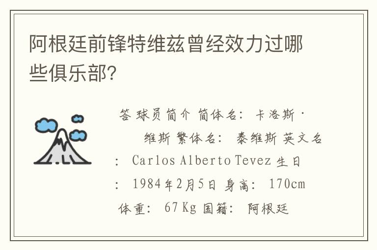 阿根廷前锋特维兹曾经效力过哪些俱乐部?