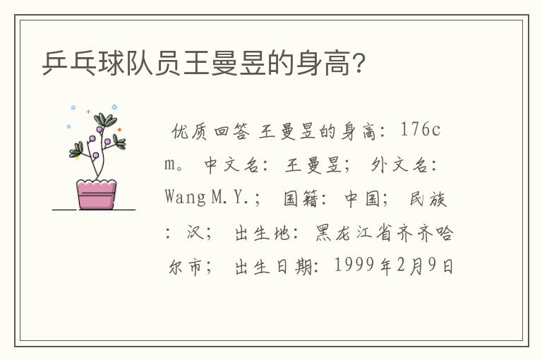 乒乓球队员王曼昱的身高?
