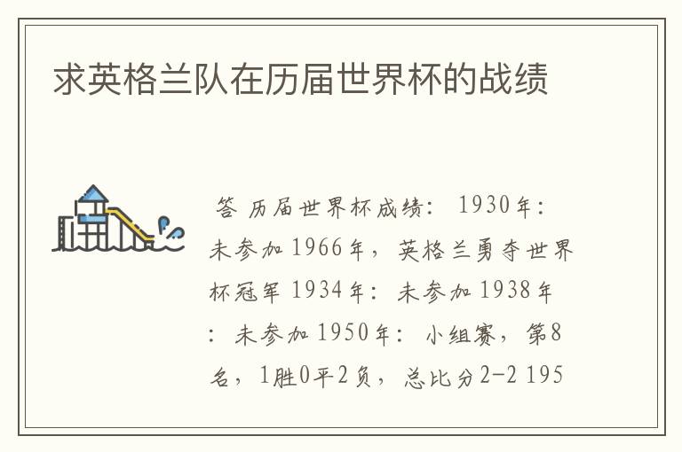 求英格兰队在历届世界杯的战绩