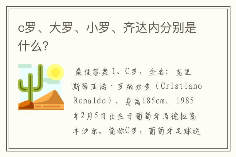 c罗、大罗、小罗、齐达内分别是什么?