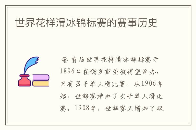 世界花样滑冰锦标赛的赛事历史