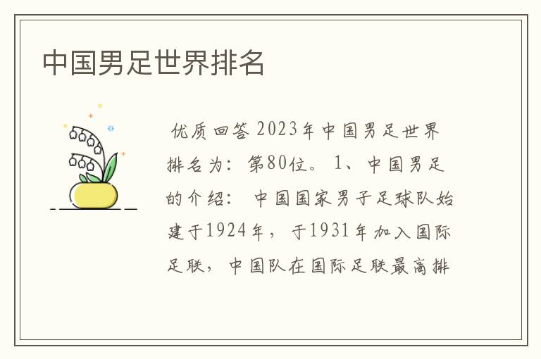 中国男足世界排名