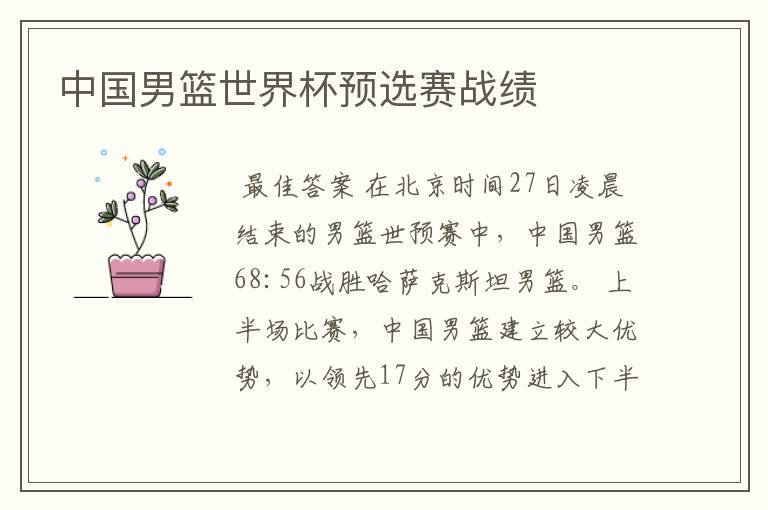 中国男篮世界杯预选赛战绩