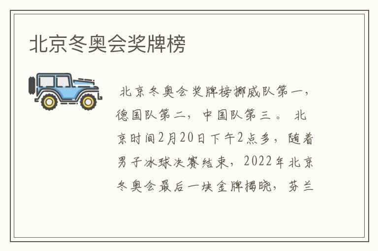北京冬奥会奖牌榜