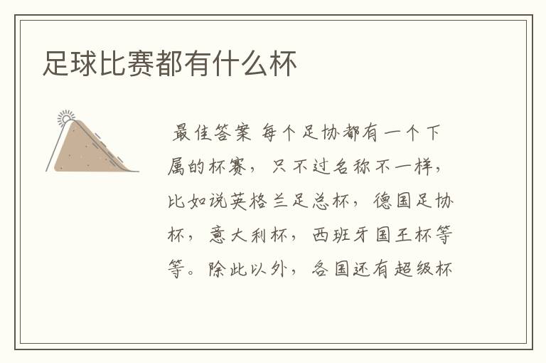 足球比赛都有什么杯