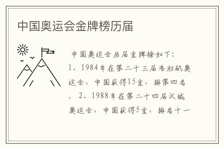 中国奥运会金牌榜历届