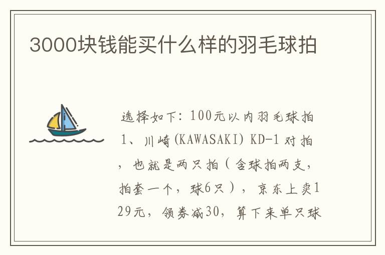 3000块钱能买什么样的羽毛球拍