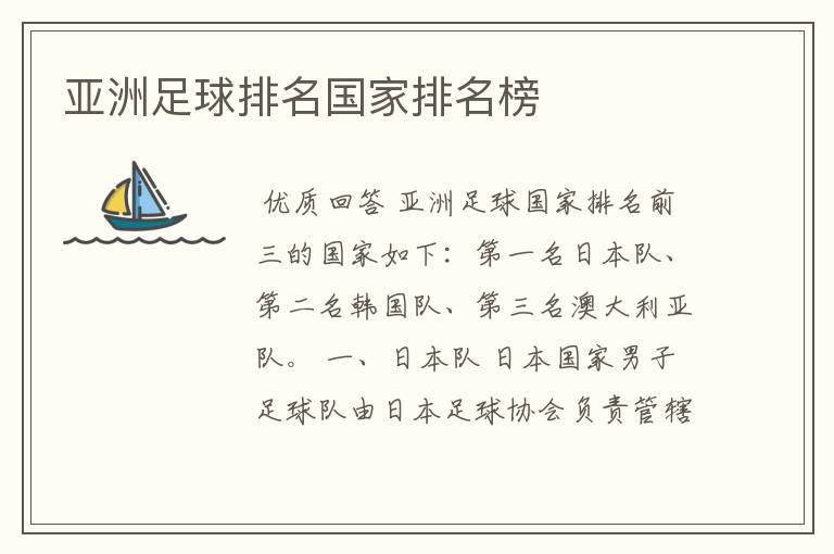 亚洲足球排名国家排名榜
