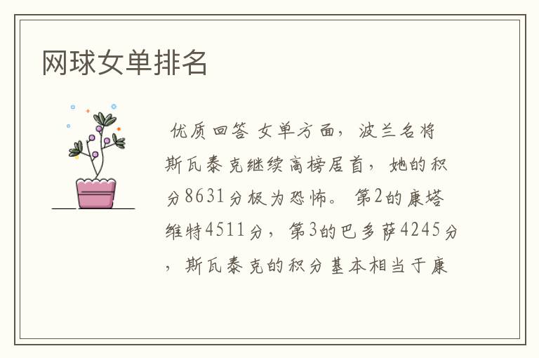 网球女单排名