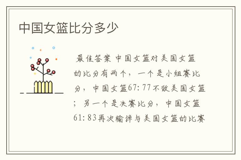 中国女篮比分多少