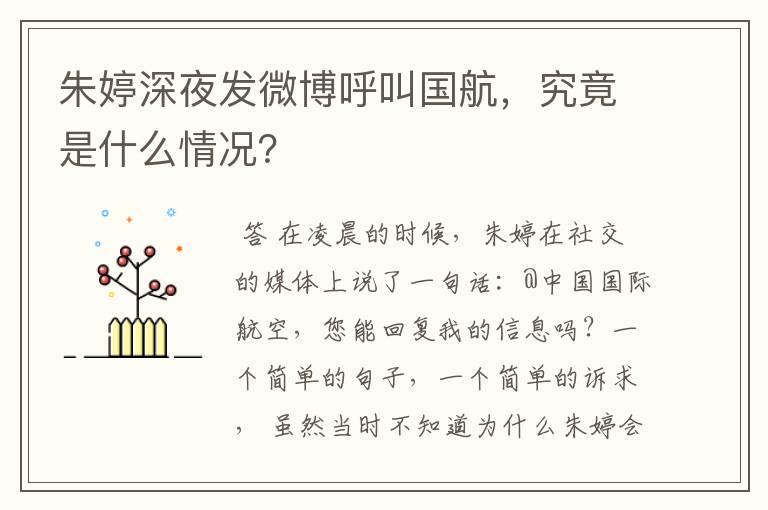 朱婷深夜发微博呼叫国航,究竟是什么情况?